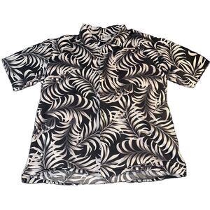 Aloha Republic Hawaiian Shirt Mens XL Black Gray Palm Leaf Button Up Made In USA